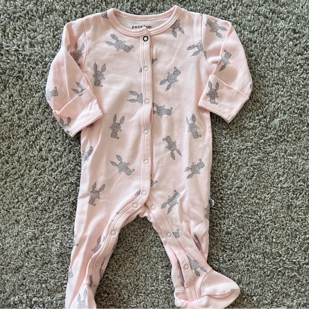 Petit Lem Pink Bunny Pajamas Size 3 Months